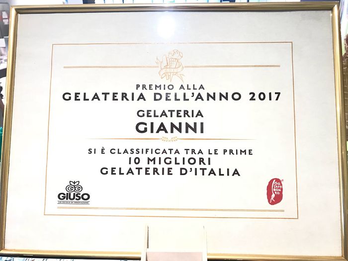 Gelateria Gianni, premio alla gelateria dell'anno 2017, di Erion Kaso
