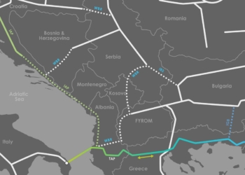 Mappa del gasdotto Ionico Adriatico ​(IAP)