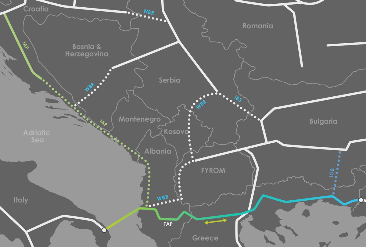 Mappa del gasdotto Ionico Adriatico ​(IAP)