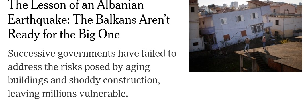 New York Times terremoto Albania