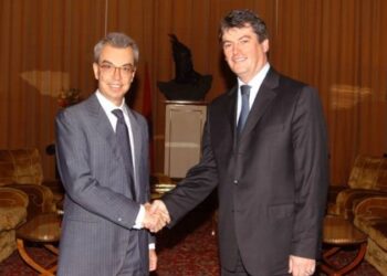 L'Ambasciatore D'Elia con il Presidente albanese Topi