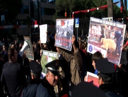 Le proteste contro la macellazione a Tirana