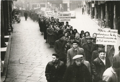 Manifestazione bracciantile a Mantova,1957